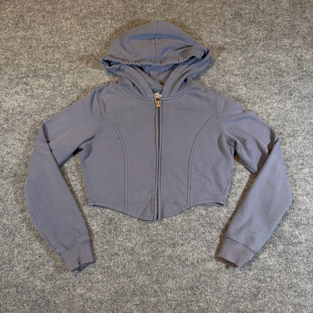 Hollister Womens Cropped Full‎ Zip Hoodie Blue Size M